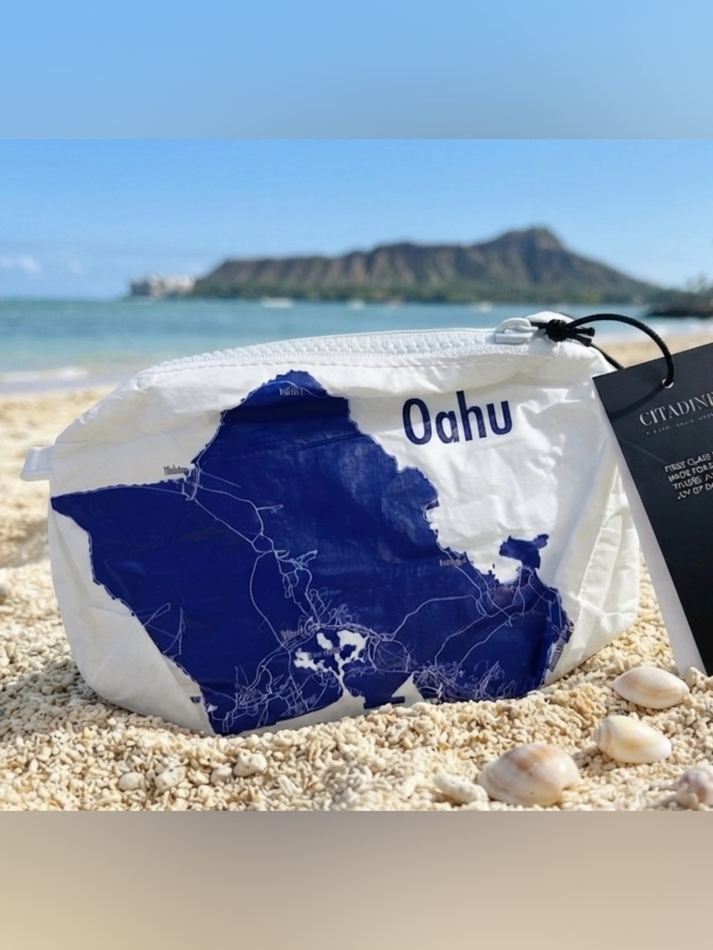 🆕 CITADINE Oahu Hawaii Map Print • SMALL Tyvek Zip Pouch • 5”x7”